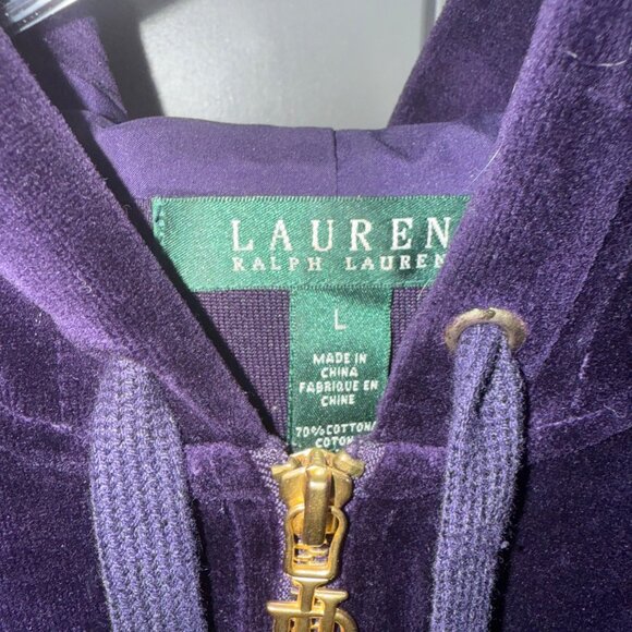 Lauren Ralph Lauren Purple Tracksuit Large Velvet Velour Jacket Pants Set Womens - Picture 3 of 8